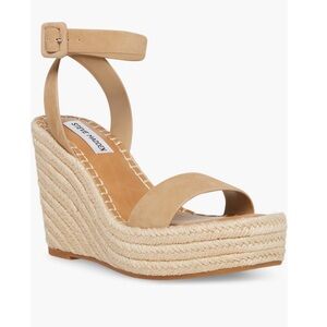 Steve Madden Upstage Espadrille Wedge Sandal - Tan Suede - New In Box - Reemoly